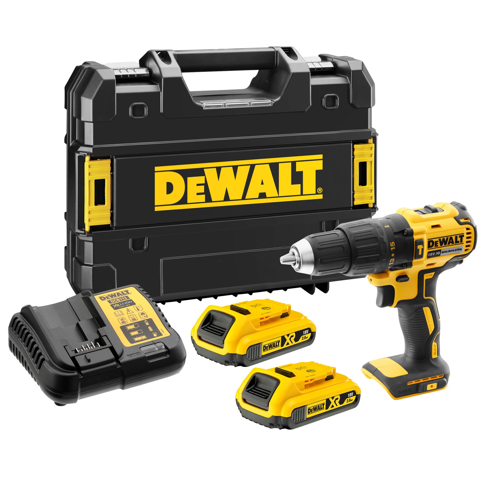 18V XR Brushless Compact Drill Driver 2 X 2 Ah DEWALT