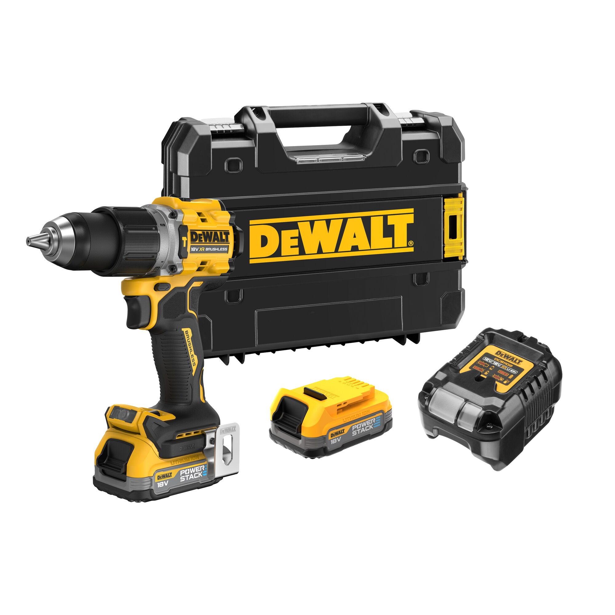 18V XR Brushless Hammer Drill Driver 2 X POWERSTACK DEWALT