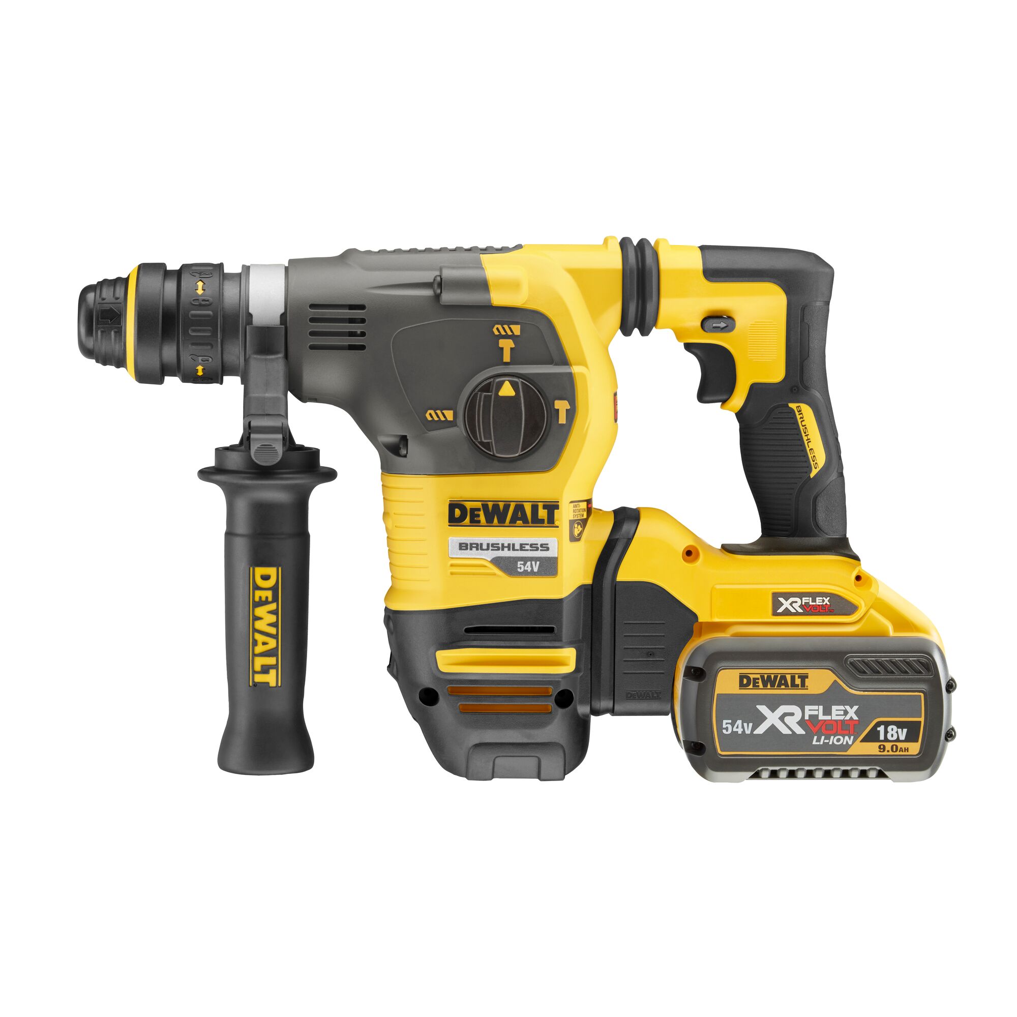 54V XR FLEXVOLT 30mm SDS Plus Hammer Drill with QCC 2 X 9Ah DEWALT