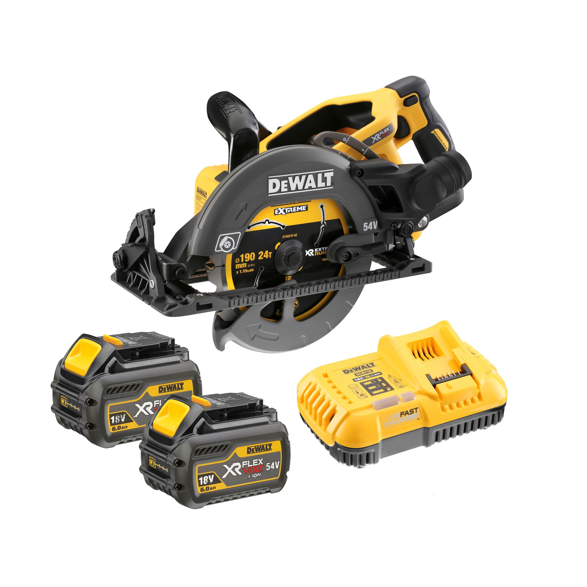 54V XR FLEXVOLT High Torque Circular Saw 190 mm 2 X 6 Ah DEWALT