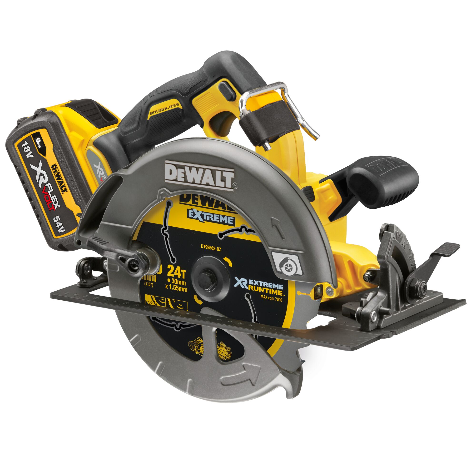 54V XR FLEXVOLT Cordless Circular Saw 2 X 9 Ah 190 mm DEWALT